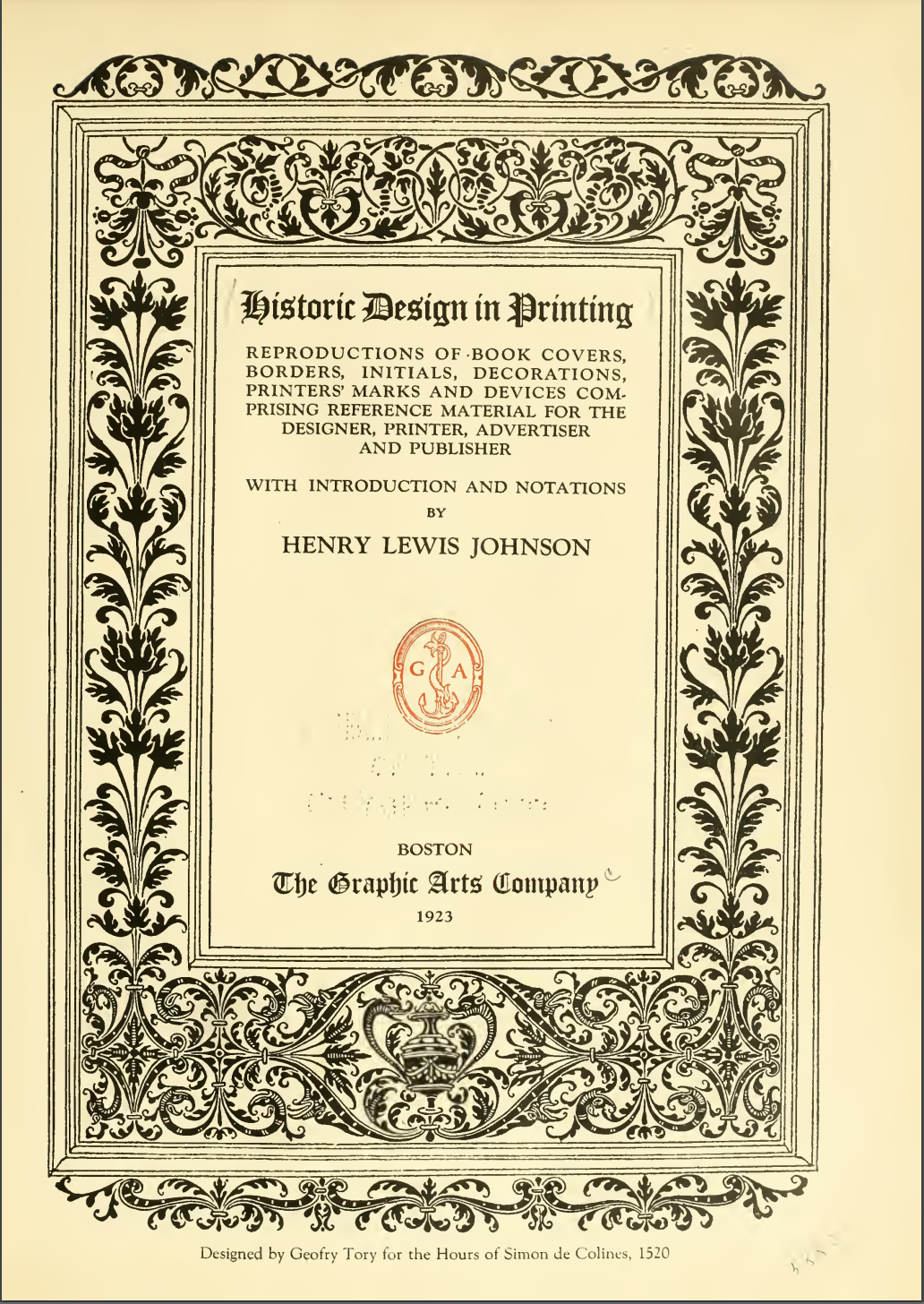 Historic Design in Printing, 1923